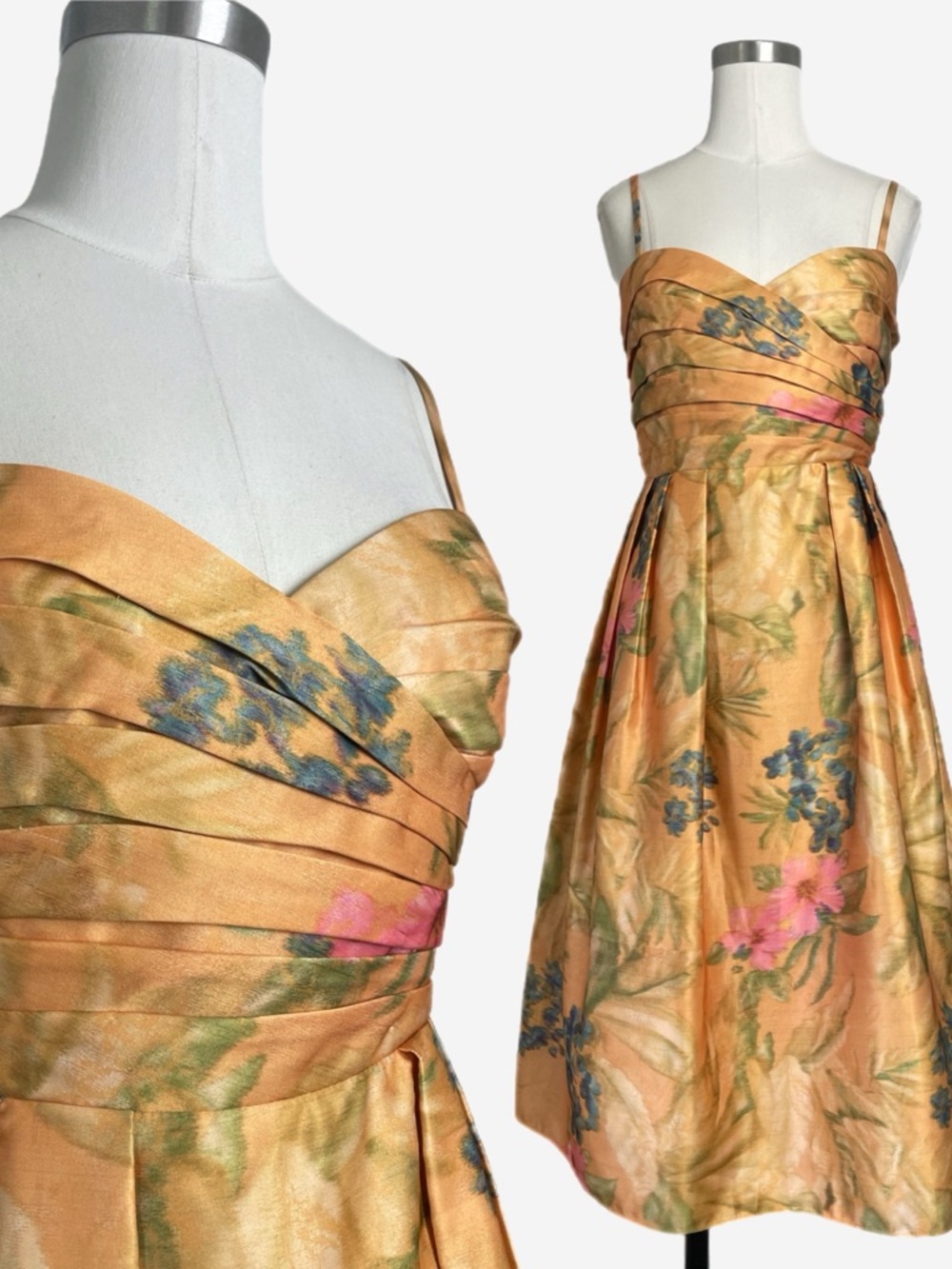 Anthropologie Peach Floral Fit-and-Flare Sundress